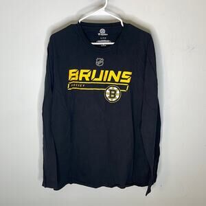 FANATICS NHL Black and Yellow Bruins Long Sleeve Crew Neck Shirt Size XL